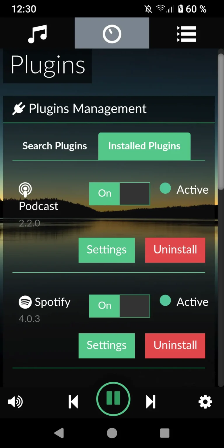 Spotify Plugin ist aktiv