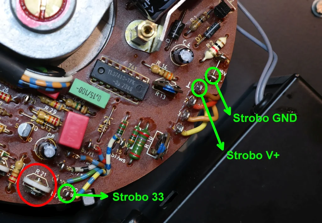 LED Stroboskop für Plattenspieler Dual mit ATTiny24: Anschluss im Dual 721