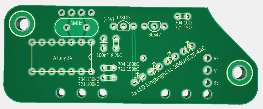LED Stroboskop für Plattenspieler Dual mit ATTiny24: Board